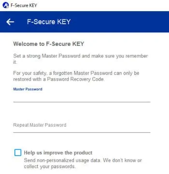 f-secure key create new password vault