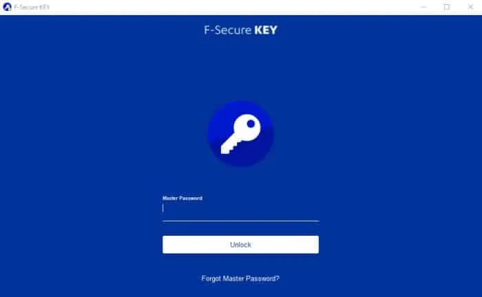 f-secure windows app login screen