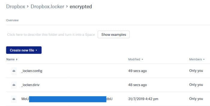 nordlocker view of encrypted dropbox drive