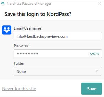 nordpass add website