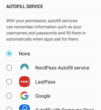 nordpass android autofill service