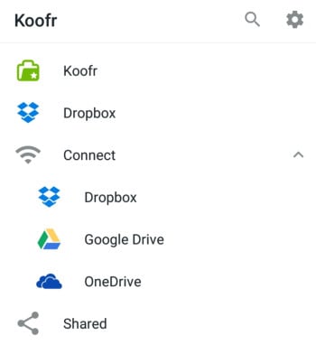 koofr android app main screen