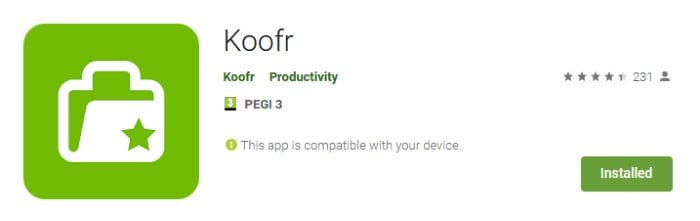 koofr app in google app store