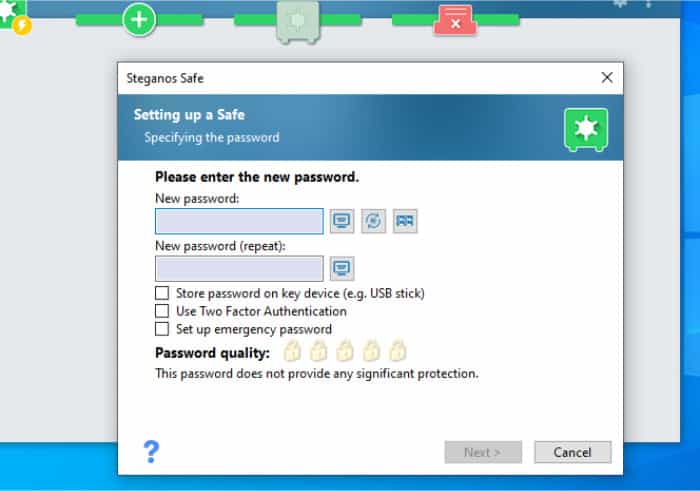 steganos safe set new safe password