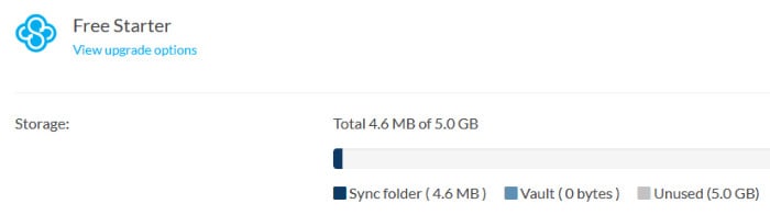 sync.com account storage space used