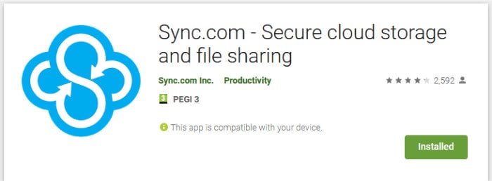 sync.com adnroid app in app store