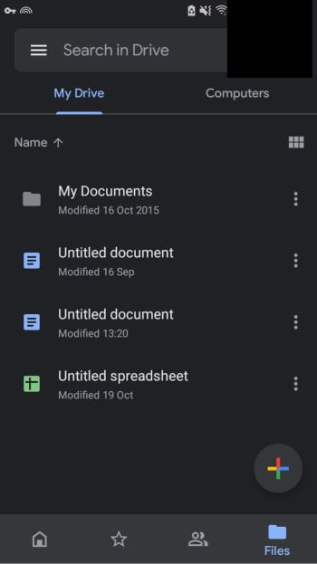 google drive android app in use