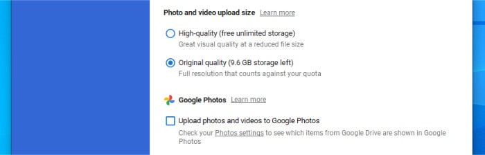 google drive desktop software - photo upload quality