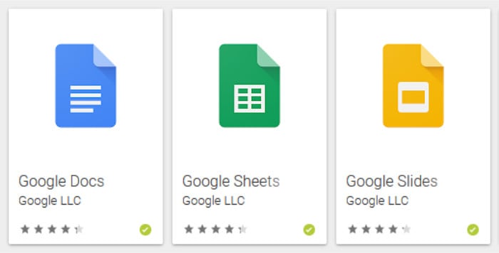 google docs suite apps in play store