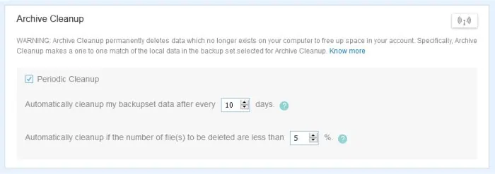 idrive archive clean-up tool