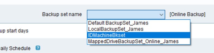 idrive configuring backup sets