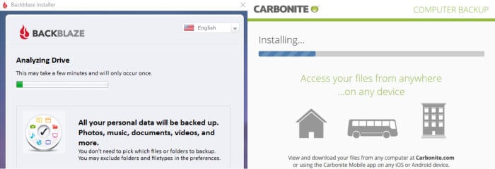 backblaze vs carbonite installer comparison