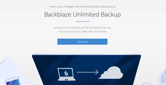 choosing the best cloud backup - backblaze website