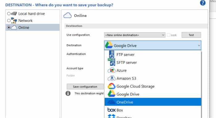 backup4all select cloud storage