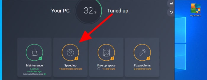 avg tuneup speed up tool