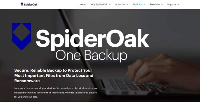 spideroak one backup webpage