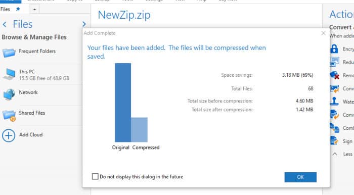 winzip compression preview