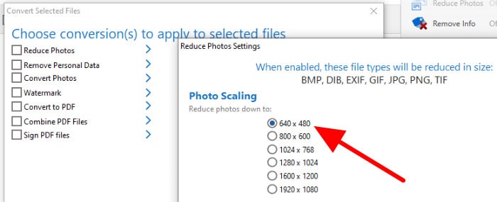 winzip photo scaling options