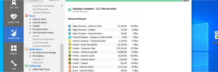 ccleaner pro custom clean complete