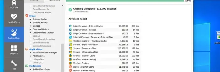 ccleaner pro custom clean complete