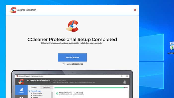 ccleaner pro installer running