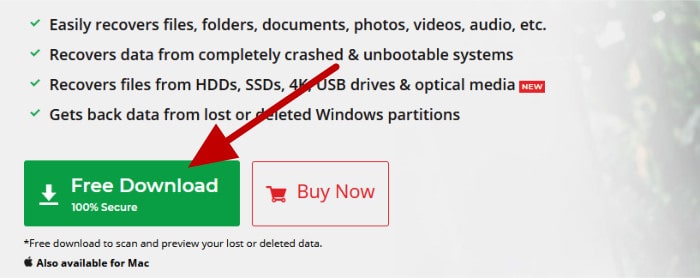 stellar data recovery free download button