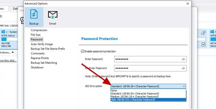 macrium reflect 8 home - password protection