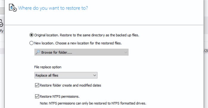 reflect 8 - restore to options