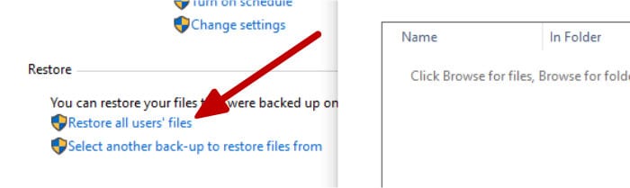 backup and restore - restore link