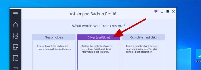 backup pro 16 image restore select drives
