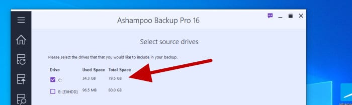 backup pro 16 select image source drive