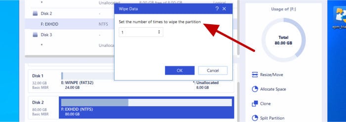 partition master wipe data tool