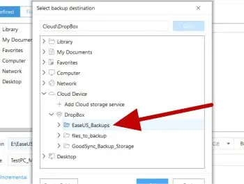 todo backup - select dropbox cloud storage