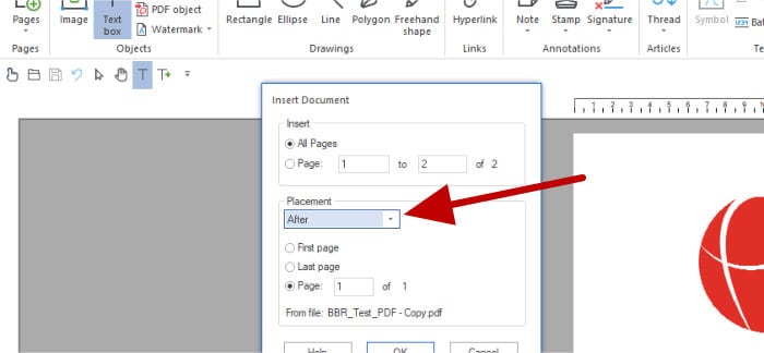 pdf pro 3 insert pdf page settings