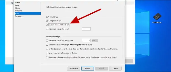 diskimage select other features in wizard
