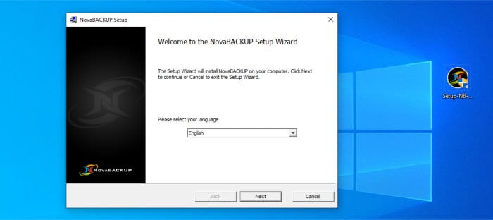 novabackup installer running