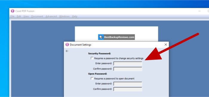 pdf fusion set document password