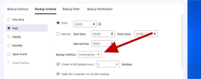how to make backups faster - easeus incremental mode