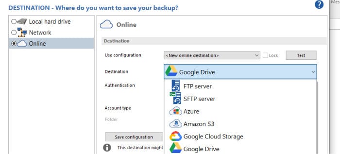 best s3 backup software - backup4all storage options