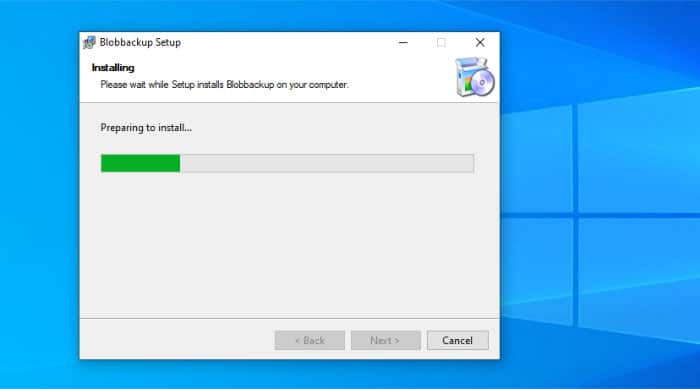 blobbackup installer running