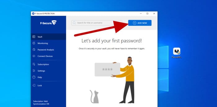 f-secure id protection add first password