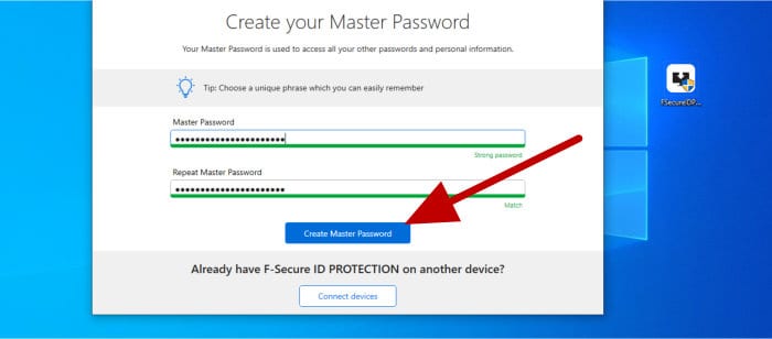 f-secure id protection set master password