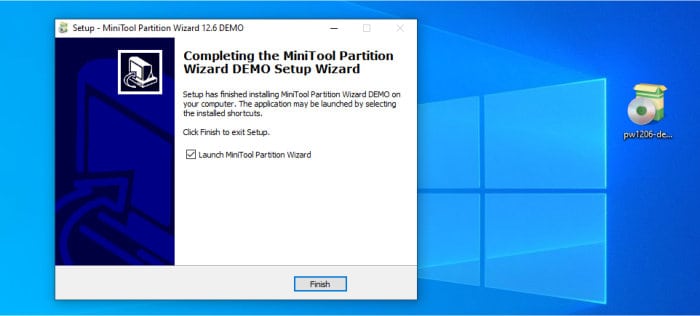 minitool partition wizard installer running