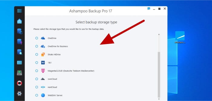 ashampoo backup pro 17 - cloud storage integrations