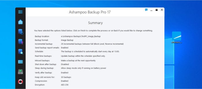 ashampoo backup pro 17 - backup set summary