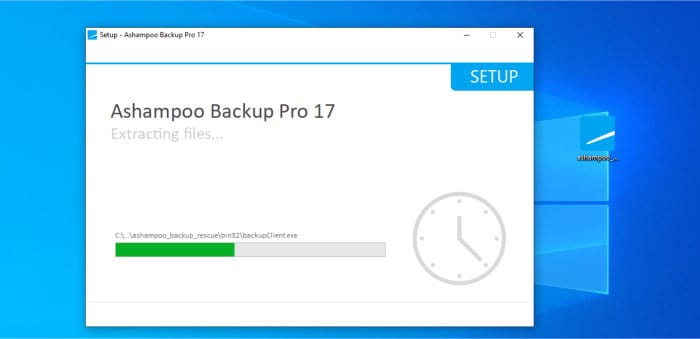 ashampoo backup pro 17 - installer running