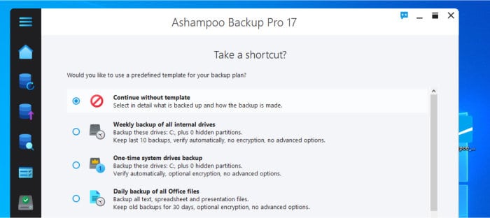 easy to use backup software - ashampoo backup pro 17 pre-made backup plans