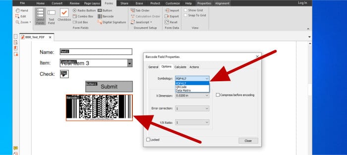 nitro pdf pro - barcode configuration tool