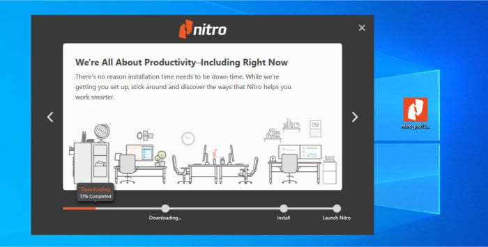 nitro pdf pro - installer running