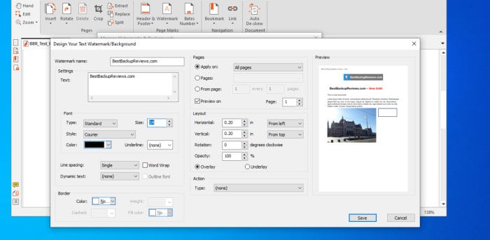 nitro pdf pro - watermarking tools